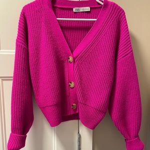 Pink Zara cropped sweater